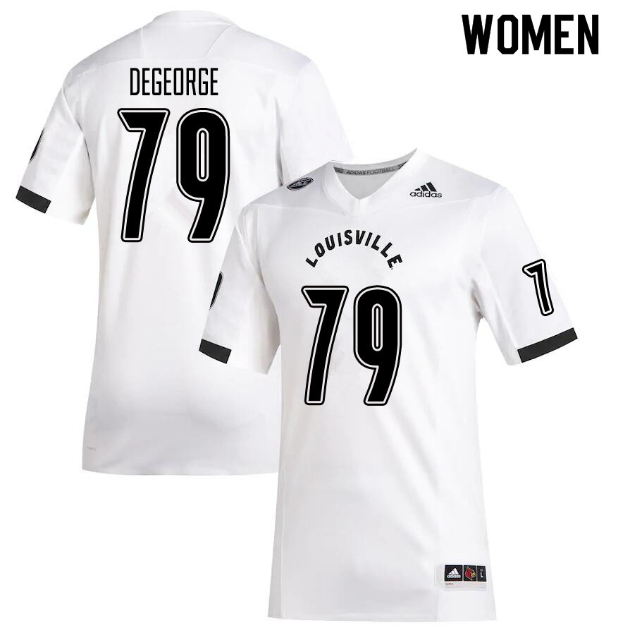 Women #79 Cameron DeGeorge Louisville Cardinals College Football Jerseys Sale-White - Click Image to Close